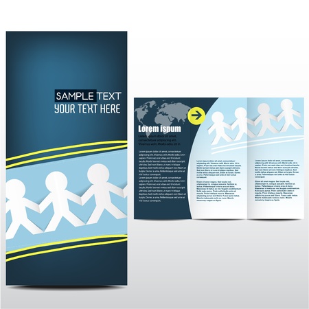 Brochure with paper figure, templateのイラスト素材