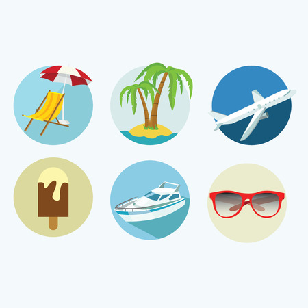 Flat travel icon setのイラスト素材