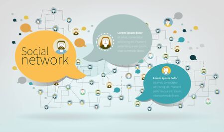 Social Network Vector Concept. Flat Designのイラスト素材