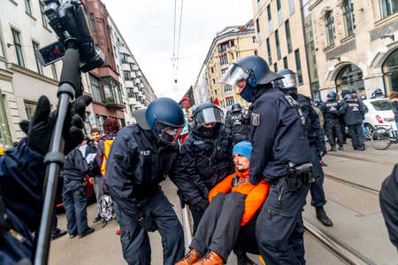 Corona demonstrators in Berlin Wedding on March 28, 21
