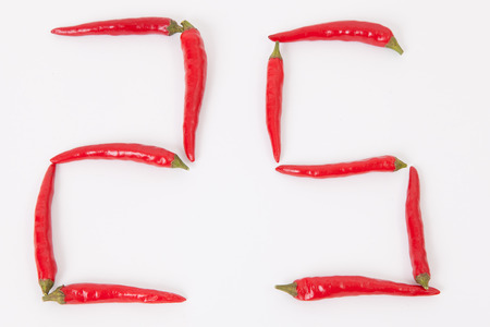 Number 25 isolated on white, for birthday, birthdays or anniversary (chili version)