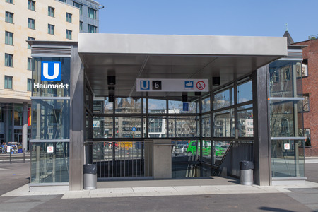 Cologne, Germany - March 27, 2014  New and modern subway station  Heumarkt  in Cologne  The sub levels are combined through elevators and escalators  Architect is Ulrich Coersmeier のeditorial素材