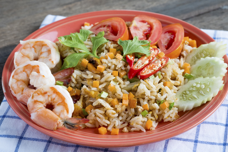 Shrimp fried rice,Fried rice with shrimp,Thai food.の写真素材