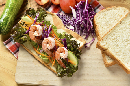 Vegetable Roll on wooden background,Weight loss diet food.の写真素材