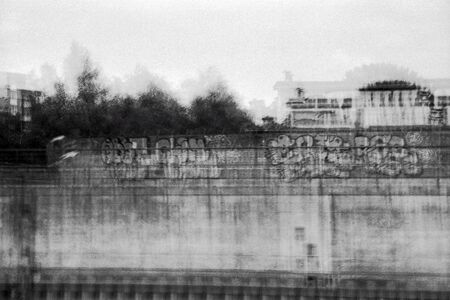 Multiexposure blurred black and white photography of an urban landscape Multiexposure blurred black and white photography of an urban landscape