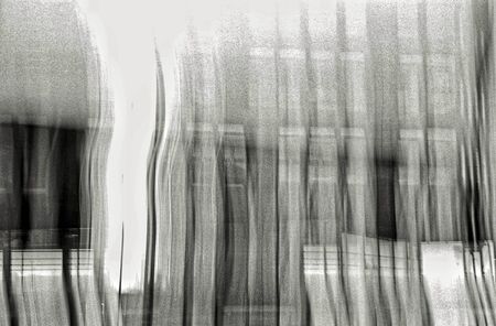 Blurred black and white analog photography of urban office buildingsの写真素材