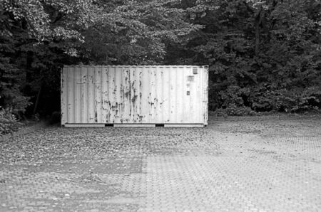 Black and white alanlog photography of an industrial landscapeの写真素材