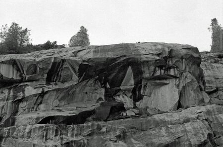 Analog black and white photography of a beautiful landscape.の写真素材