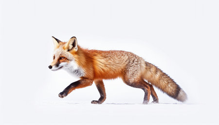 Red fox (Vulpes vulpes) white backgroundの素材