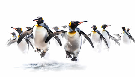Group of penguins on white background.の素材