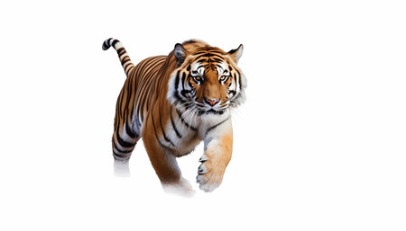 Beautiful tiger on white backgroundの素材