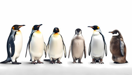 Group of penguins on white background.の素材