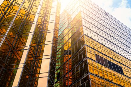 the landscape image of the business district buildings in the cityの写真素材