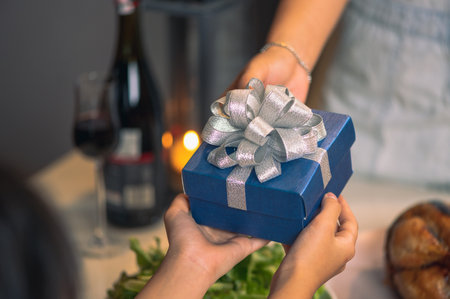 the image of the Christmas eve celebration and enjoy with the wineの写真素材