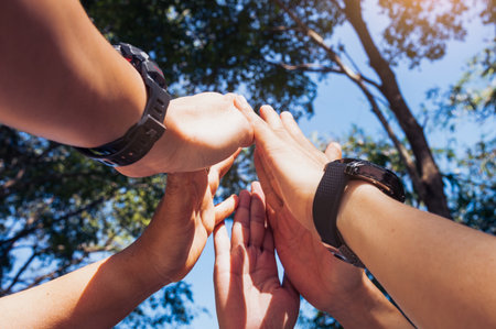 the people joined hands as teamworkの写真素材