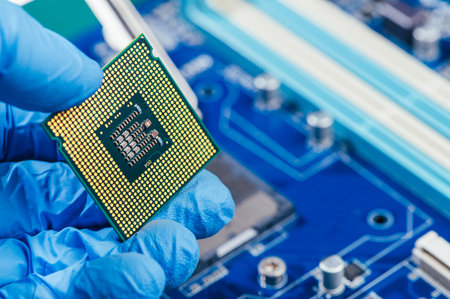The technician repairing the computer. the concept of computer, CPU, motherboard, hardware,...