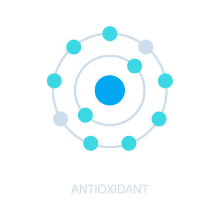 Antioxidant vector icon, radical free oxidant molecule.のイラスト素材