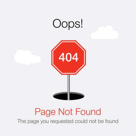 404 error page template for website. 404 warning flat design.