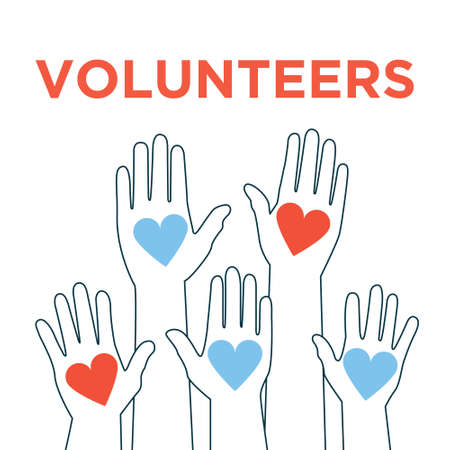 Volunteer vector icon heart care team.のイラスト素材