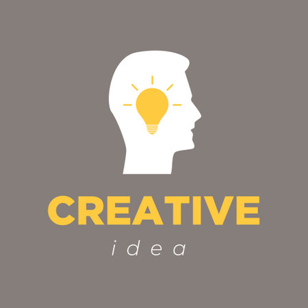 Creative idea and yellow bulbのイラスト素材