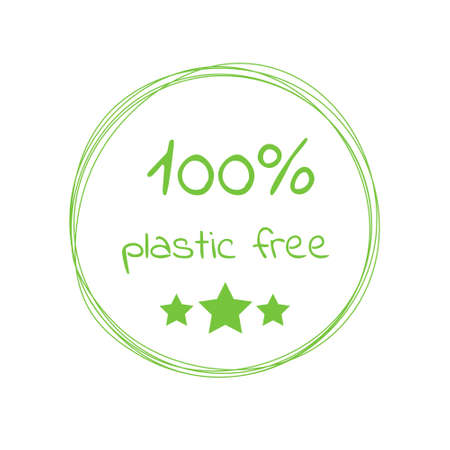 Plastic free green icon badge and product sign for labels, stickers and stamps.のイラスト素材