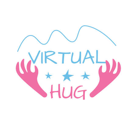 Virtual hugs. Sticker for social media content. Vector hand drawnのイラスト素材