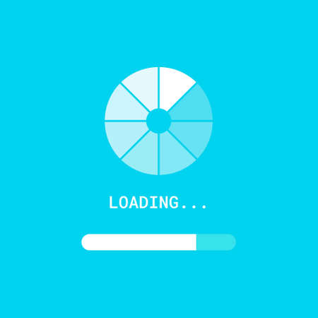 Loading process bar vector isolated elements on blue backgroud.のイラスト素材