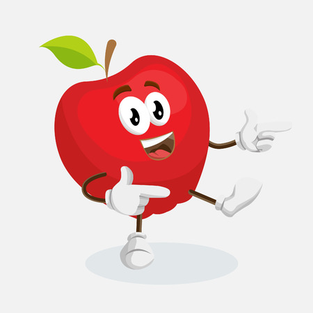 Apple mascot and background Hi pose with flat design style for your mascot branding.のイラスト素材