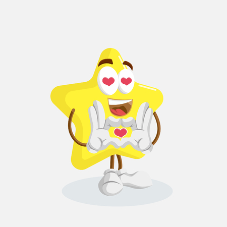 Star mascot and background in love pose with flat design style for your mascot branding.のイラスト素材