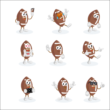 All set Football mascot and background with flat design style for your mascot branding.のイラスト素材