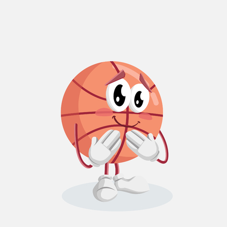 Basketball mascot and background ashamed pose with flat design style for your mascot branding.のイラスト素材