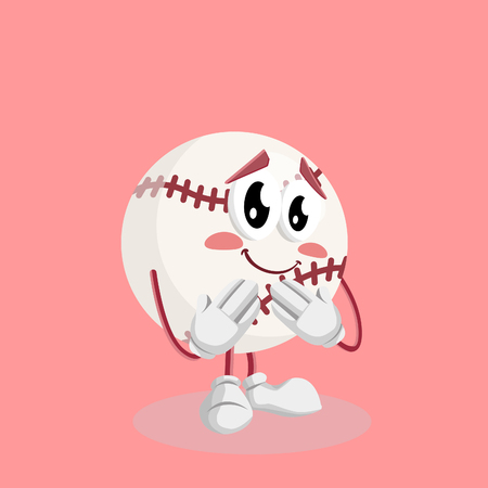 Baseball mascot and background ashamed pose with flat design style for your mascot branding.のイラスト素材