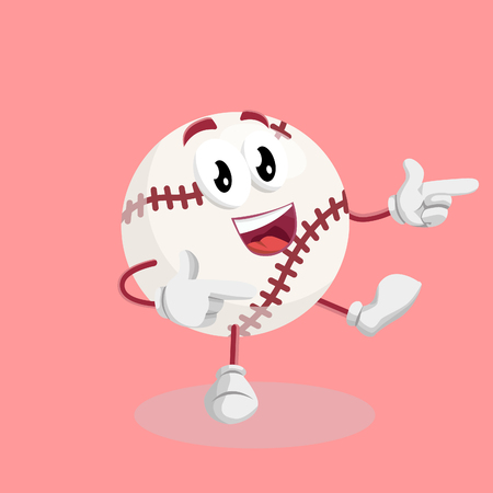 Baseball mascot and background Hi pose with flat design style for your mascot branding.のイラスト素材