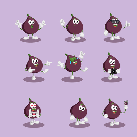 All set Fig mascot and background with flat design style for your mascot branding.のイラスト素材