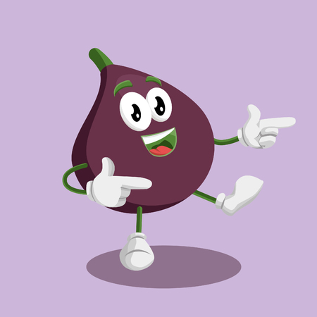 Fig mascot and background Hi pose with flat design style for your mascot branding.のイラスト素材