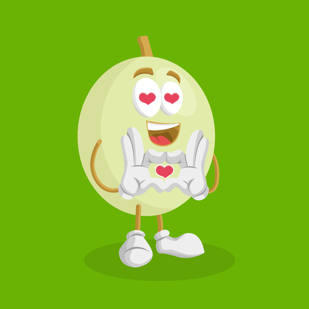 Honeydew mascot and background in love pose with flat design style for your mascot branding.のイラスト素材