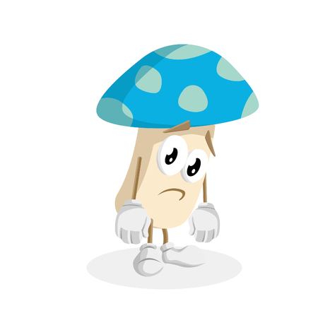 Mushroom mascot and background sad pose with flat design style for your mascot branding.のイラスト素材