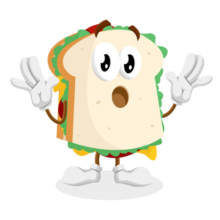 Sandwich mascot and background surprise pose with flat design style for your mascot branding.のイラスト素材