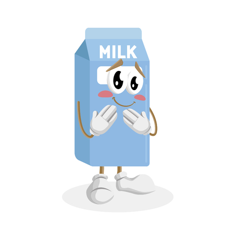 Milk mascot and background ashamed pose with flat design style for your mascot branding.のイラスト素材