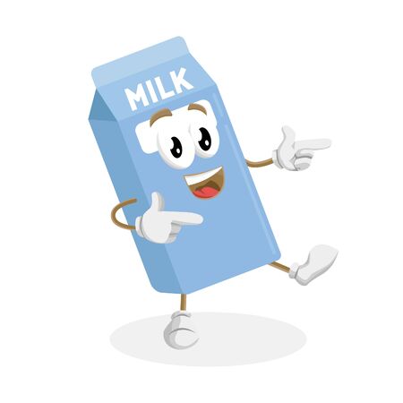 Milk mascot and background Hi pose with flat design style for your mascot branding.のイラスト素材