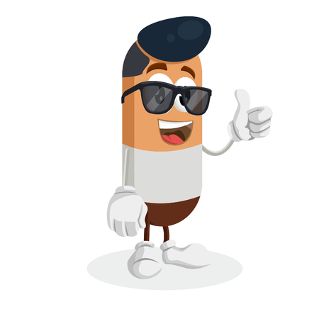 Human mascot and background thumb pose with flat design style for your mascot branding.のイラスト素材