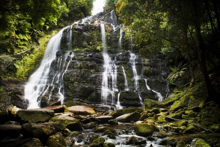 Nelson Falls in the beautiful Franklin - Gordon Wild Rivers National Park, Tasmania, Australia.の写真素材
