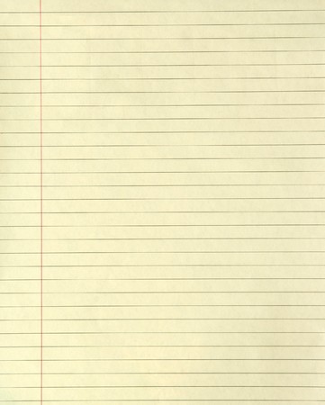 Yellow lined paper with a margin running down itの写真素材