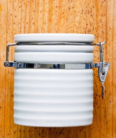 A modern take on the classic kitchen canister with closing lid mechanismの写真素材
