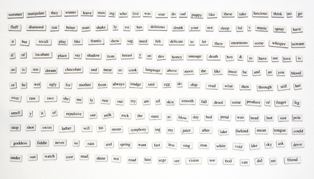 Over 200 different words and word-forms on magnetic tilesの写真素材