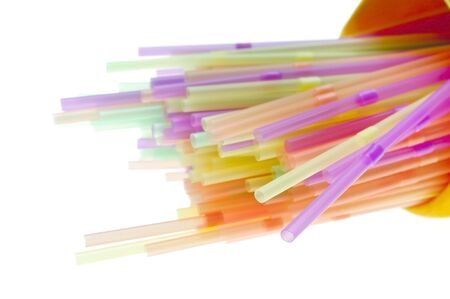 Drinking straws in many different coloursの写真素材