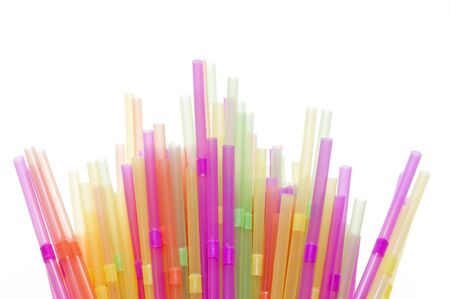 Drinking straws in many different coloursの写真素材