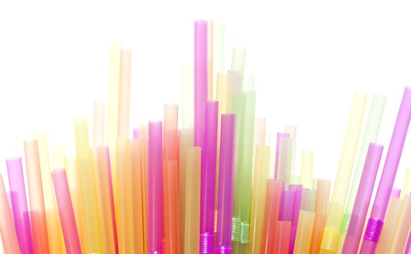 Drinking straws in many different coloursの写真素材
