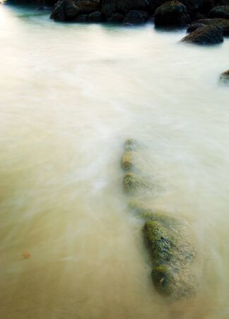 Time-lapse rocks pools at sunsetの写真素材