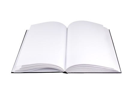 An open book with empty pages isolated on whiteの写真素材
